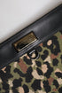 Dolce & Gabbana Multicolor Leopard Jacquard Print Logo Plaque Pouch Bag